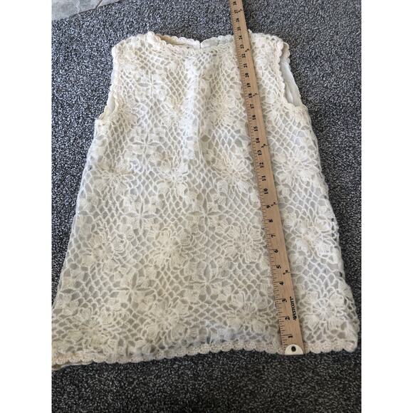 VTG Phil Rose Of California Wool Mohair Crochet Sleeveless Lined Blouse Ivory C4 - Picture 2 of 9